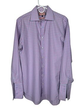Thomas Pink Classic Dress Shirt, Blue Pink Check, 15.5/34
